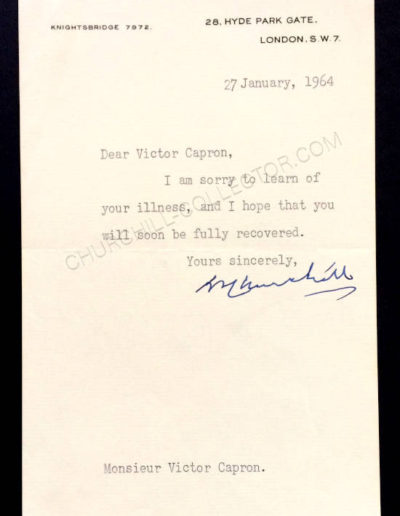 Signed Letter from Churchill to Capron