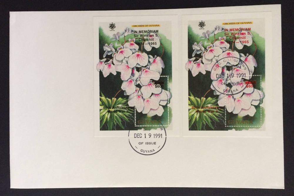 Orchids of Guyana FDC- Churchill Overprint – Philately