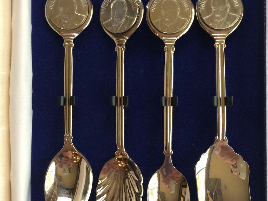 4 Silver Plated Teaspoons Featuring Winston Churchill