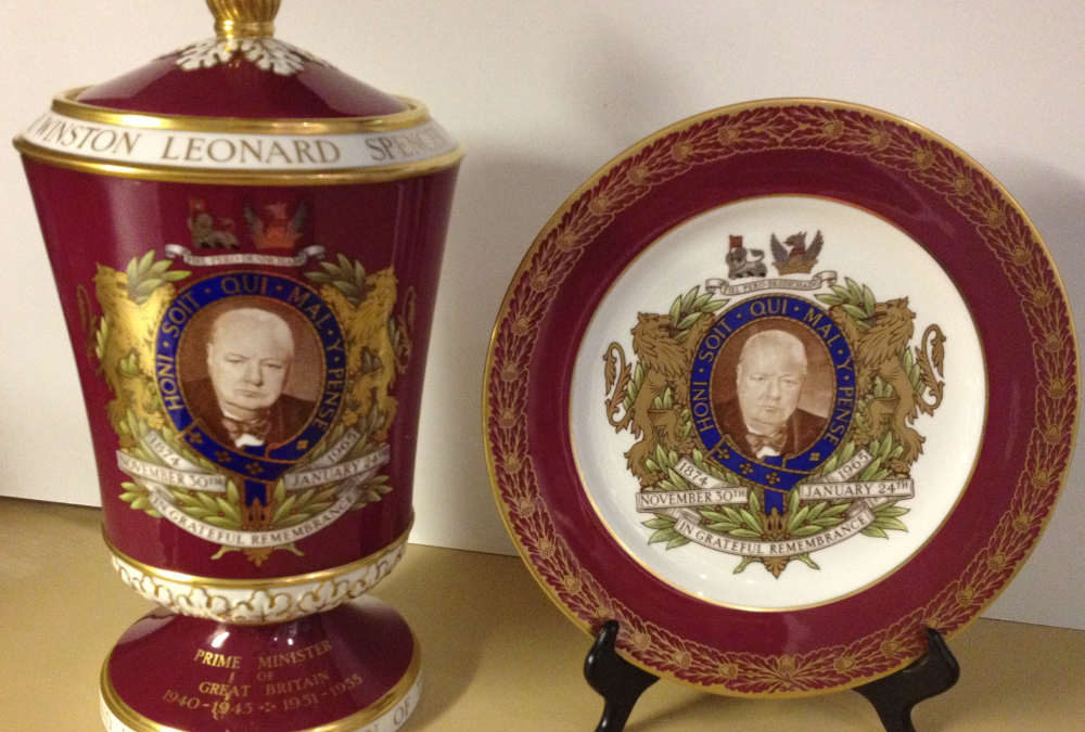 Churchill Spode Urn & Matching Plate