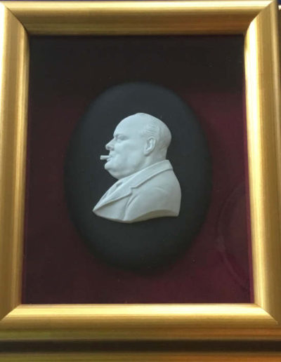 Wedgwood black jasperware with cameo portrait of Sir Winston Churchill