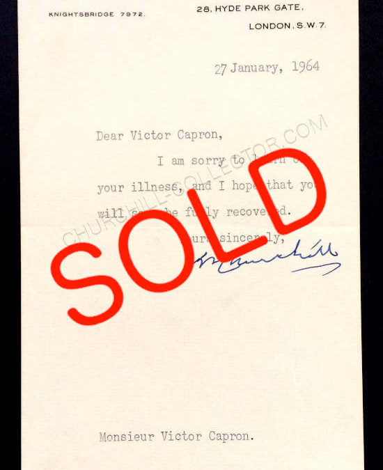 Churchill Letter to Victor Capron 1964