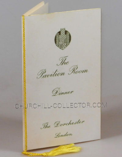 Dinner Menu The Dorchester Sept 26, 1960