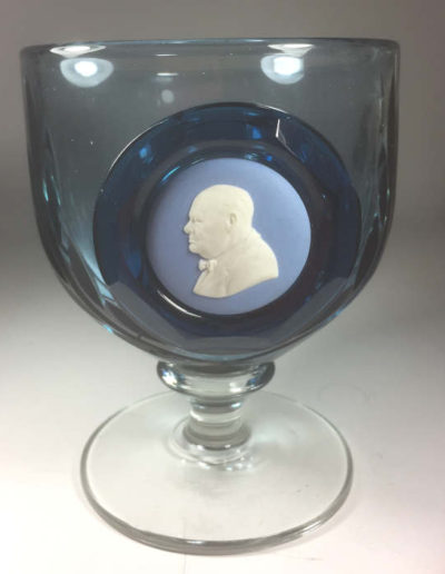 Wedgwood Blue Glass Churchill Cameo Goblet