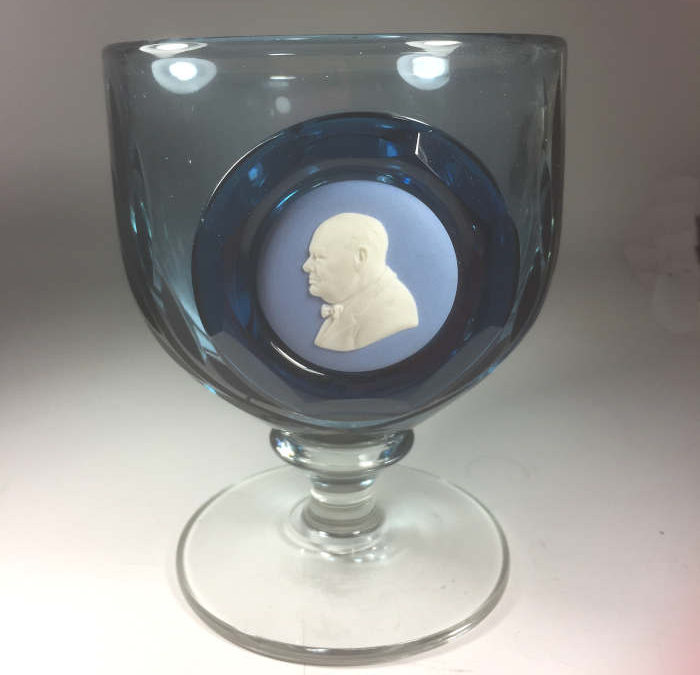 Churchill Cameo Wedgwood Blue Jasperware Goblet