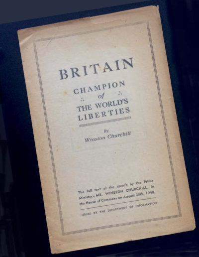 Speech by Churchill 1940: Britain Champion of the World's Liberties