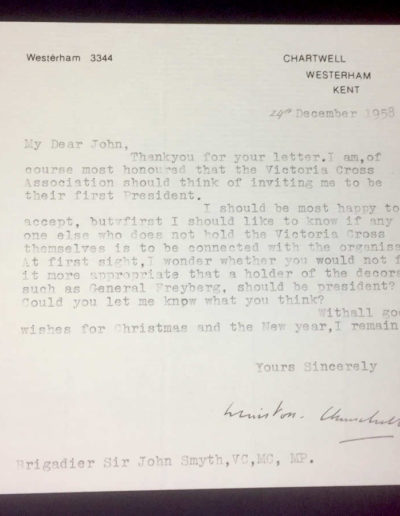 Letter to Brigadier J. Smyth from Winston Churchill - Authentic Signature