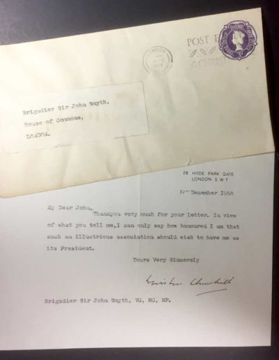 Letter + Envelope to Brigadier J. Smyth from Winston Churchill - Authentic Signature