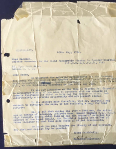 Letter to Churchill's Private Secretary Requesting WSC's signature