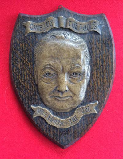 Wooden Shield with Churchill's Portrait