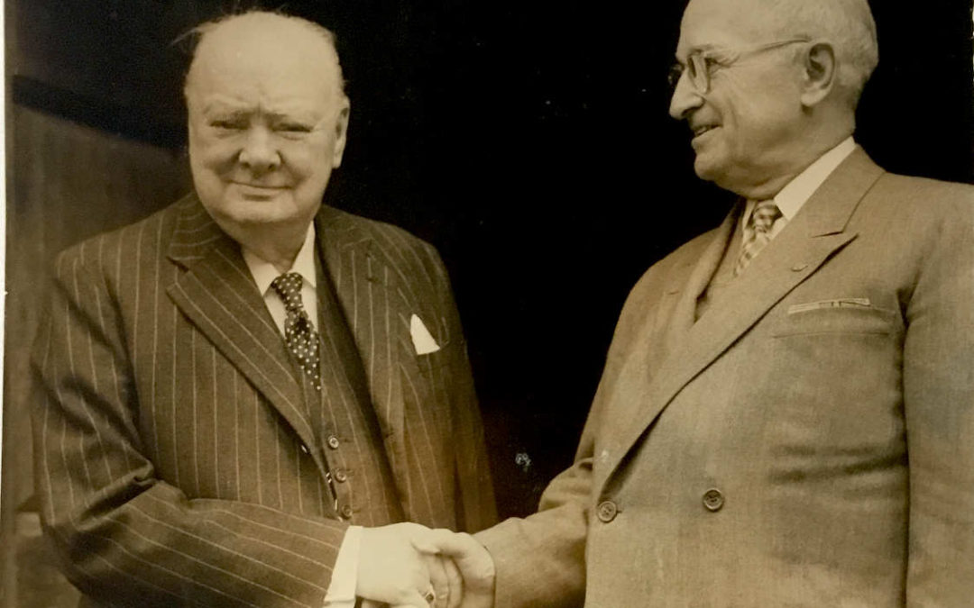 Original Press Photograph: Churchill & Truman