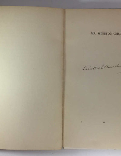 Winston Churchill – full signature on the title page of the chapter, Mr. Winston Churchill