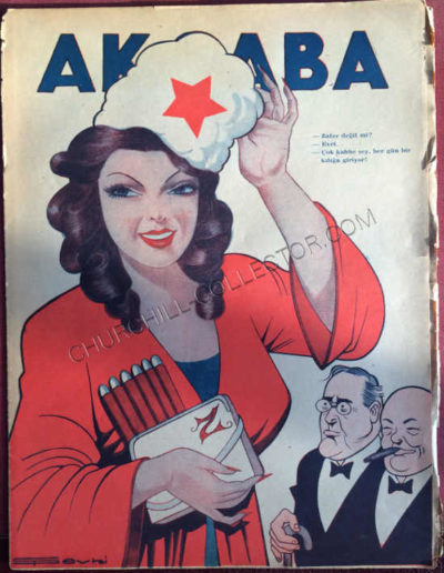 Akbaba Turkish Periodical featuring Winston Churchill on its cover with Roosevelt