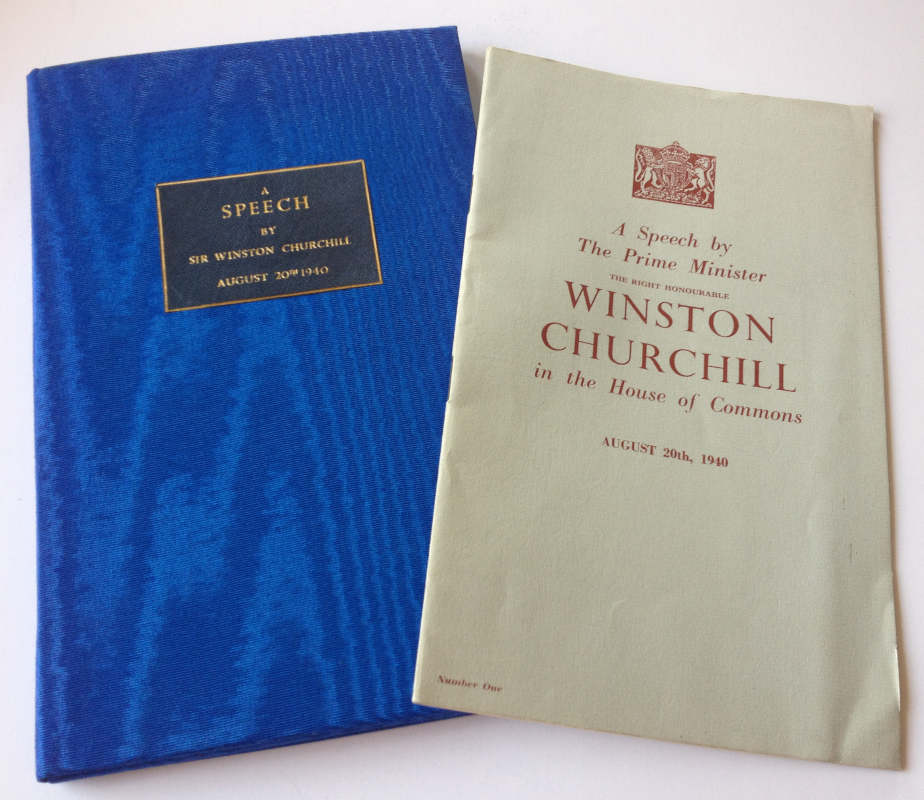 Churchill Speech: ‘The Few’ 1940 | Churchill Collector: Books ...
