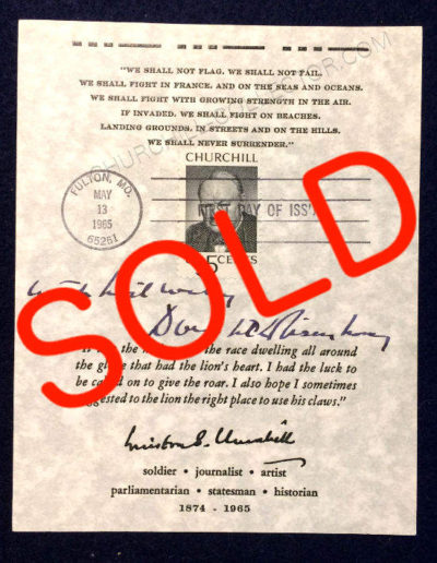 President Dwight D. “Ike” Eisenhower's authentic signature on 1965 Postal Sheet