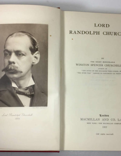 Frontispiece & Title Page of the book Lord Randolph Churchill, by his son, Winston S. Churchill, published in 1907.