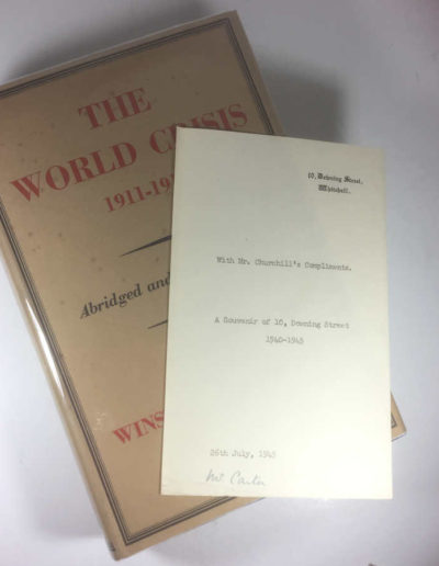 Laid in letter from 10 Downing St. The World Crisis: Abridged and Revised Edition by Winston Churchill