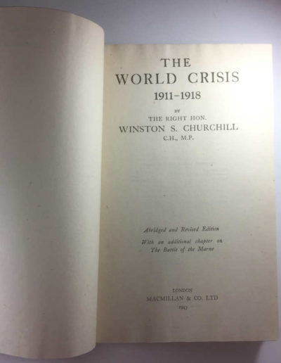 Title Page, The World Crisis: Abridged and Revised Edition by Winston Churchill