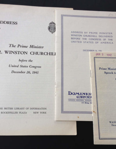 Winston Churchill’s Speech Before Congress. December 26th, 1941. 3 Different Editions