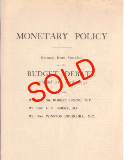 Monetary Policy: Speech by Winston Churchill