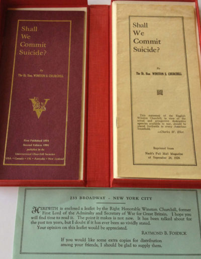 2 Editions: Shall We Commit Suicide by Winston Churchill in Custom Box