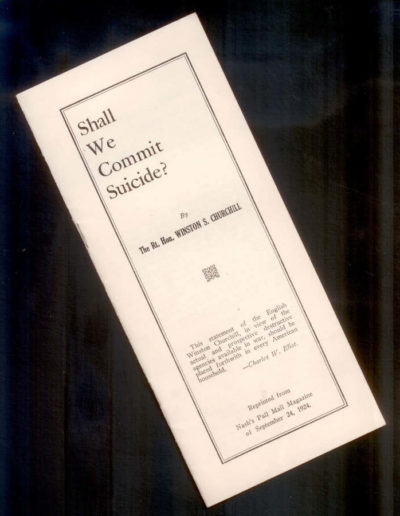 Shall We Commit Suicide? by Winston Churchill 1st Edn