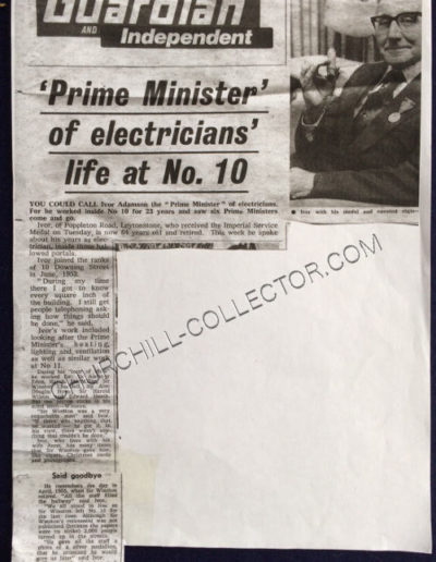 Newspaper Clipping from Dec. 10th, 1976: Ivor Adamson’s retirement from No. 10 Downing St