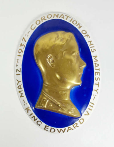 Bovey Pottery – King Edward VIII Coronation Plaque on White BG