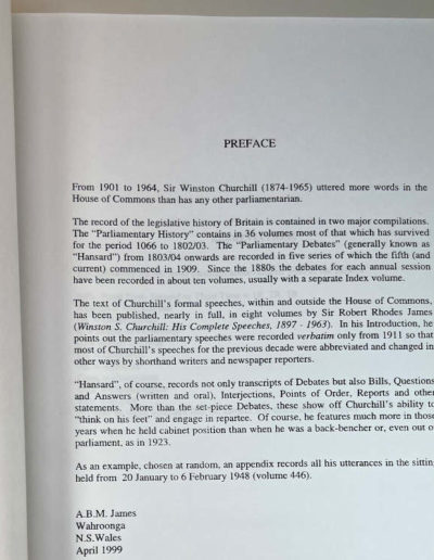 Winston Churchill’s Parliamentary Debates: Preface to Official Report (Hansard) House of Commons