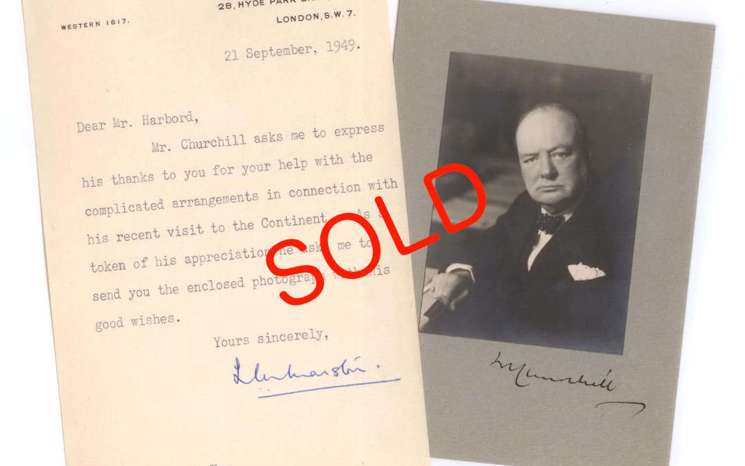 Signature Winston Churchill, Signed Photograph by Stoneman + Letter