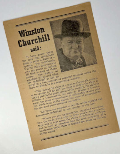 Winston Churchill Said: Australian Political Leaflet