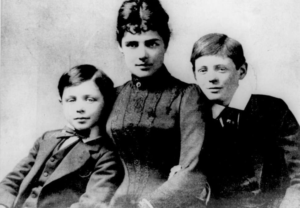 Winston Churchill Photo with His Mother (Jennie Churchill) & Brother