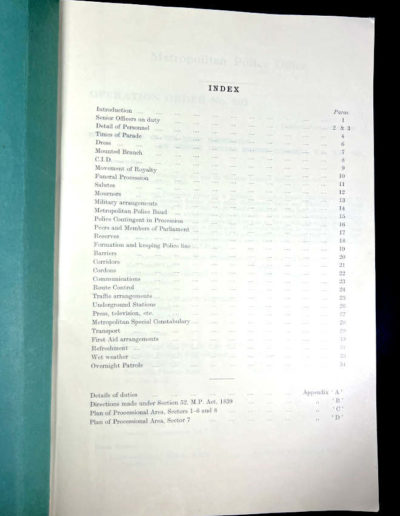 Sir Winston Churchill State Funeral Police Manual: Index