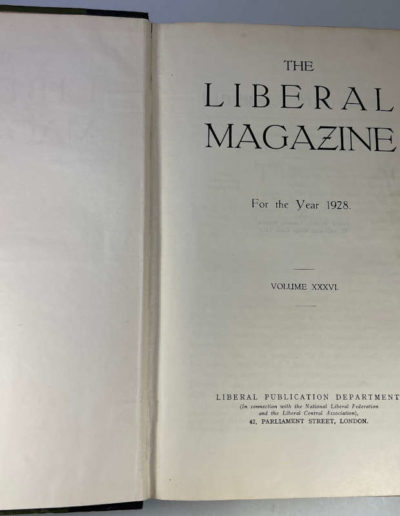 Liberal Magazine VOL XXXVI 1928: Title Page