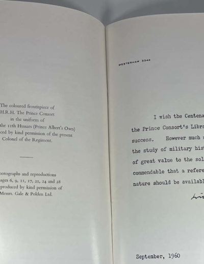 Churchill's Foreword in the booklet: The Prince Consort's Library