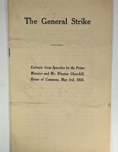 The General Strike: Speech Pamphlet Winston Churchill