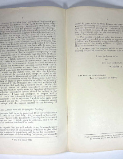 Despatch to the Officer Administering the Government of the Kenya Colony and Protectorate Relating to Native Labour by Winston Churchill